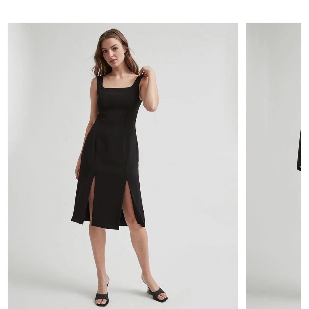 RW&CO. Black Sheath Midi Dress with Slit